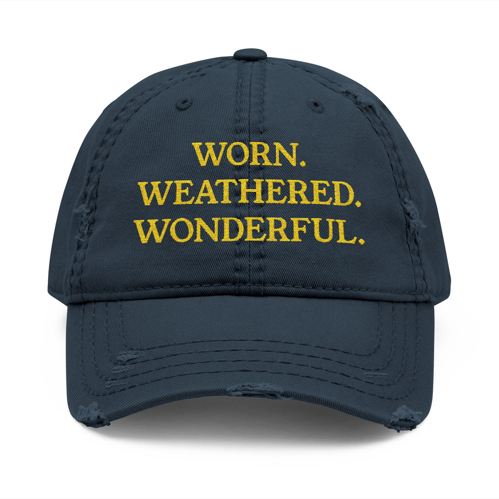 Worn Weathered Wonderful Dark Embroidered Hat