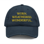 Worn Weathered Wonderful Dark Embroidered Hat