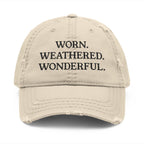 Worn Weathered Wonderful Khaki Embroidered Hat