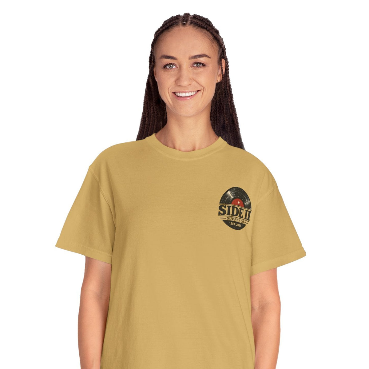 Side II Vintage Record Graphic Comfort Colors Tee