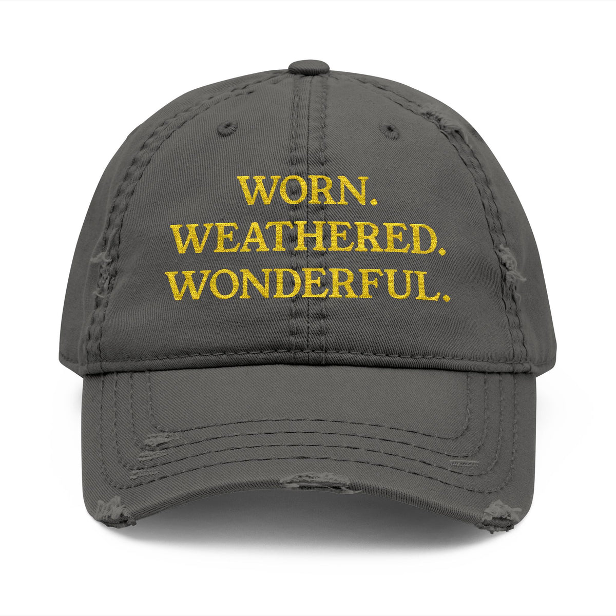 Worn Weathered Wonderful Dark Embroidered Hat