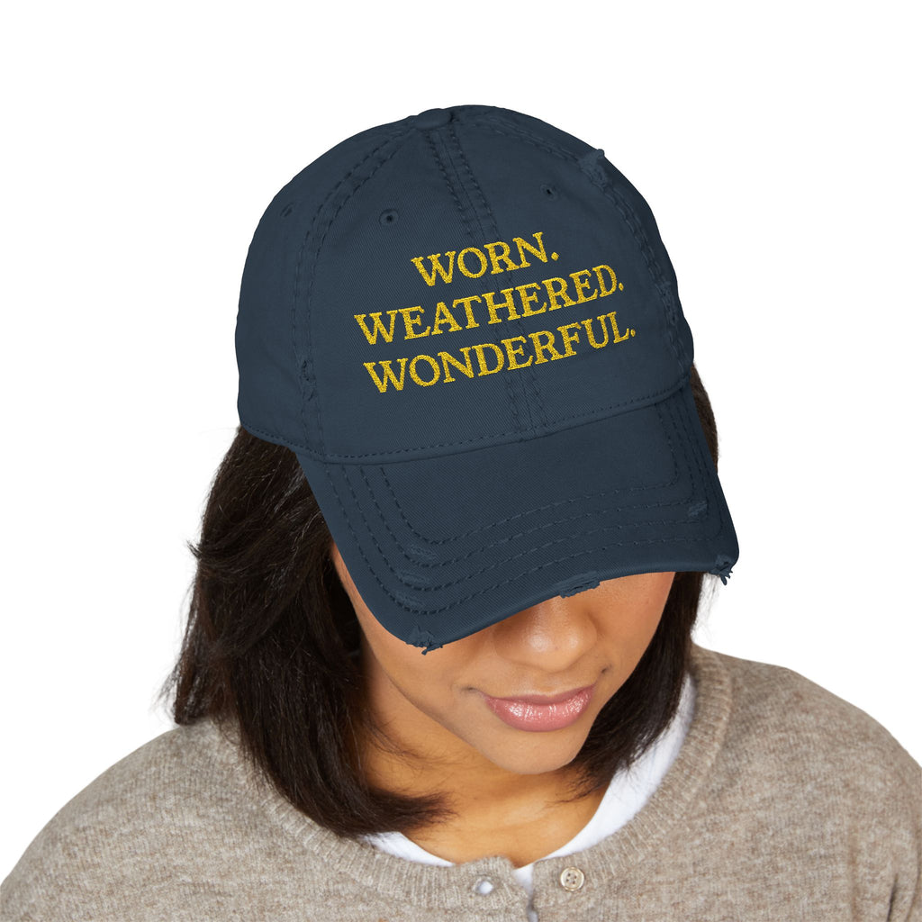 Worn Weathered Wonderful Dark Embroidered Hat
