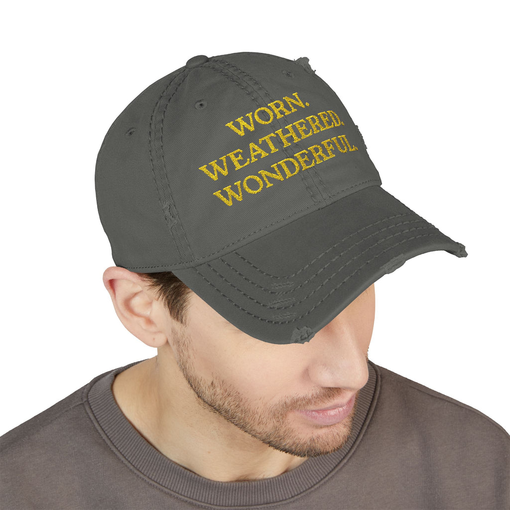Worn Weathered Wonderful Dark Embroidered Hat
