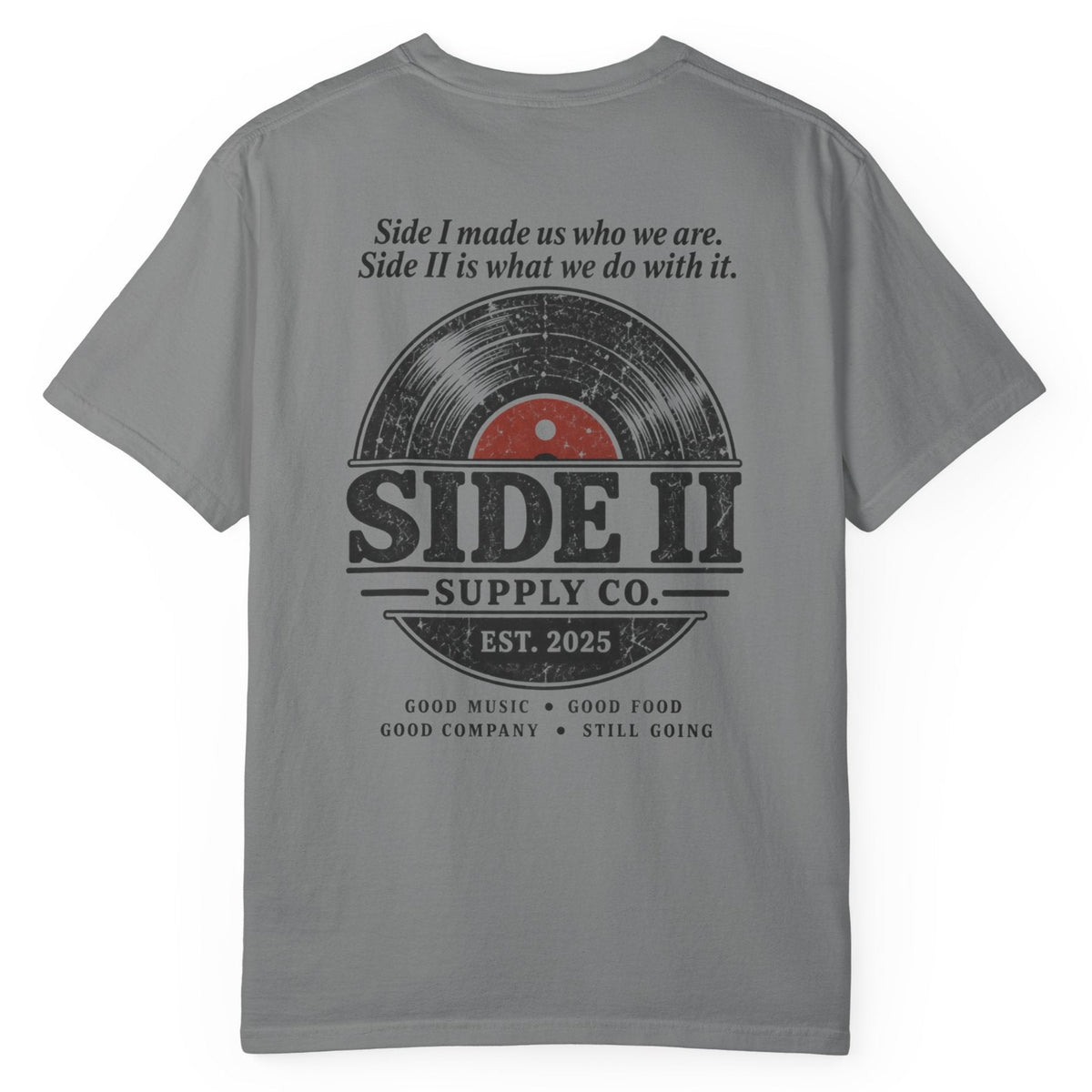 Side II Vintage Record Graphic Comfort Colors Tee